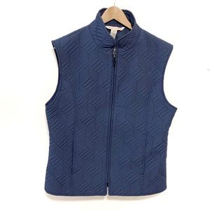 Vintage nina Capri blue quilted zip puffer vest
